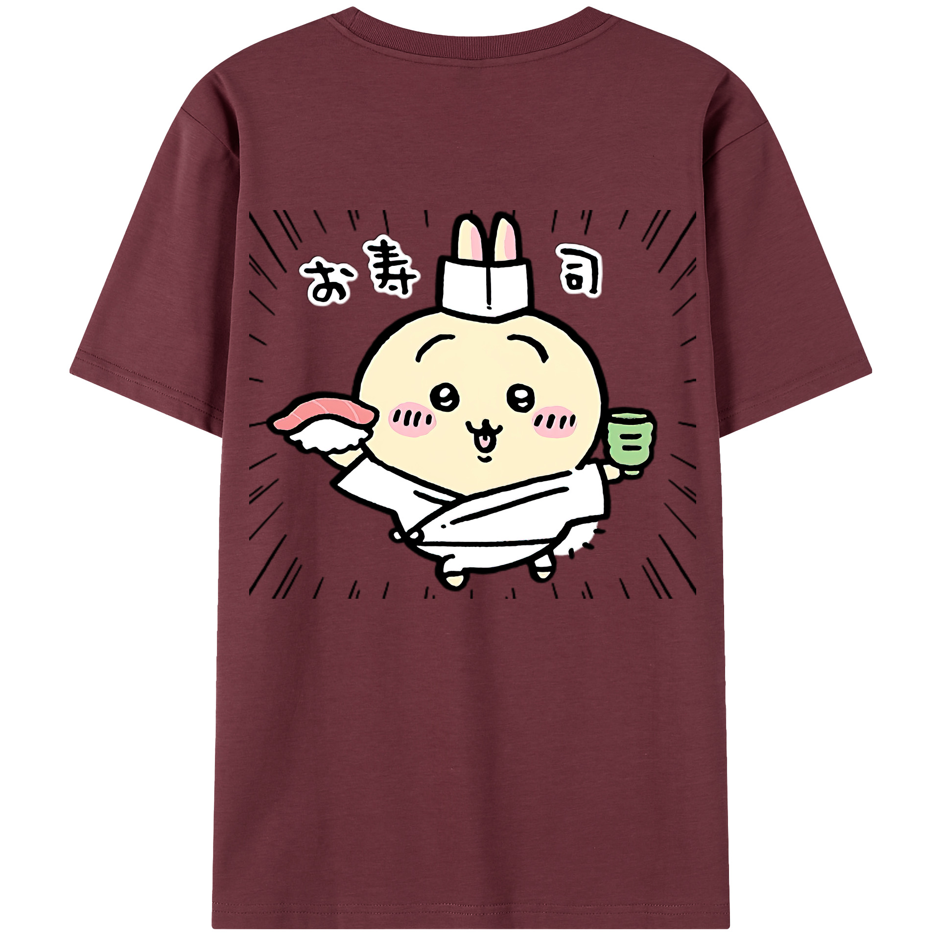 （画像用） ちいかわ うさぎ Chii-kawa usagi 綿100％半袖Tシャツ（背面プリント）